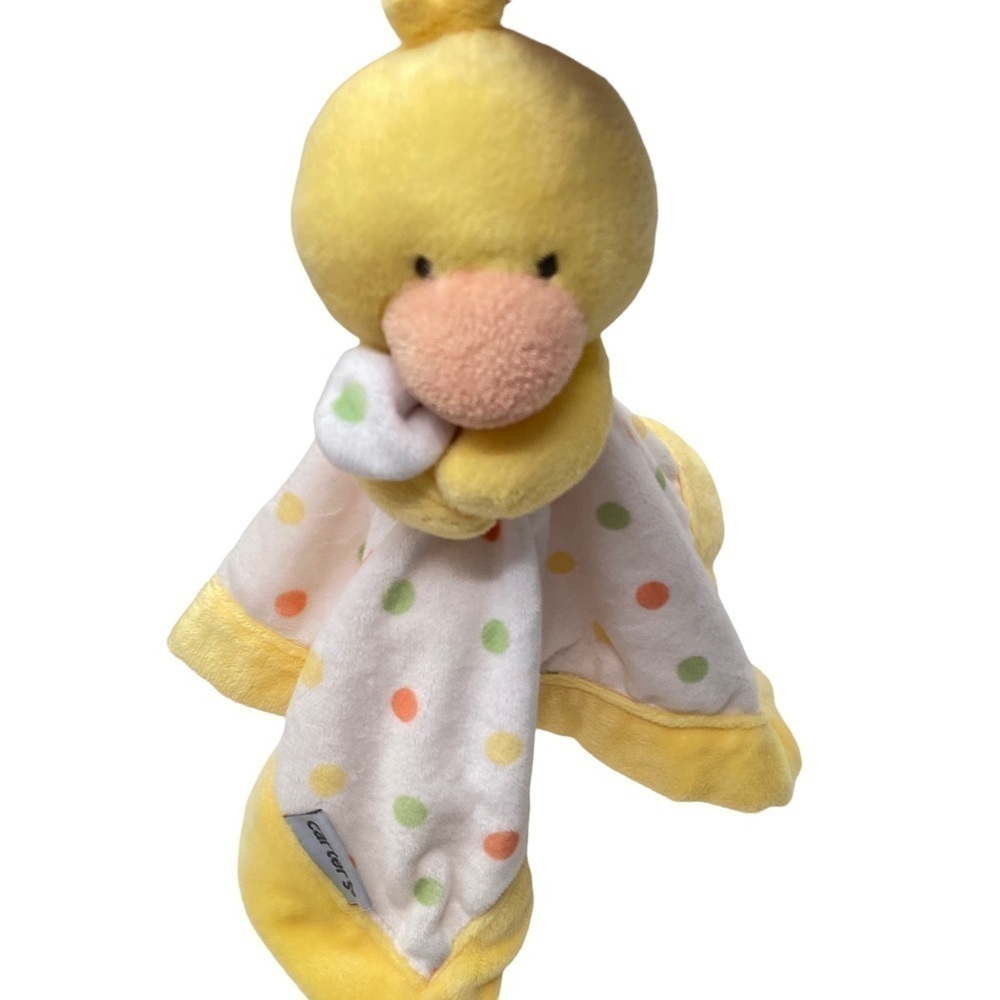 Carter’s Yellow Duck Polka Dot Lovey Security Blanket Stuffed Animal Toy - Picture 7 of 9